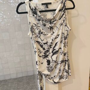 White House Black Market Black Floral Cowl Neck Blouse